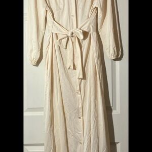 Elegant Vintage Montgomery Ward Sheer Cream Long Sleeve Dress
